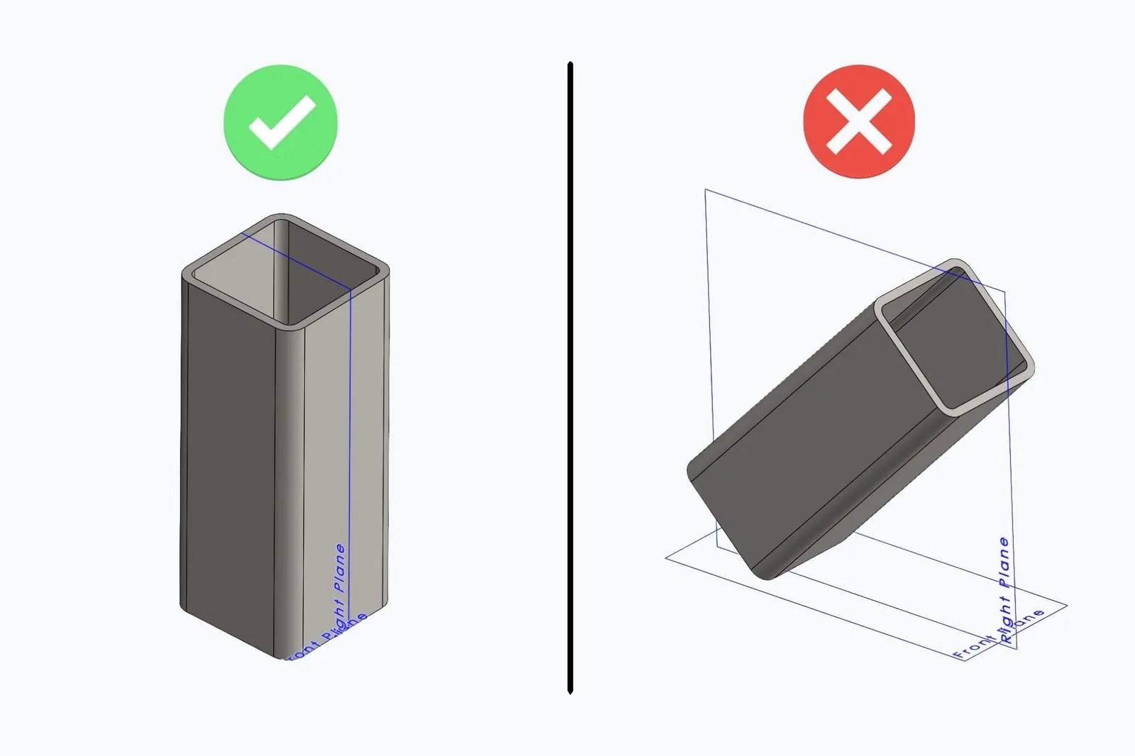 STEP modelinde profil ekseni çizim düzlemine dik olmalı